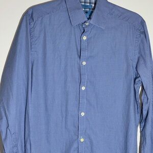 EGARA Men’s Navy Blue Checked Dress Shirt